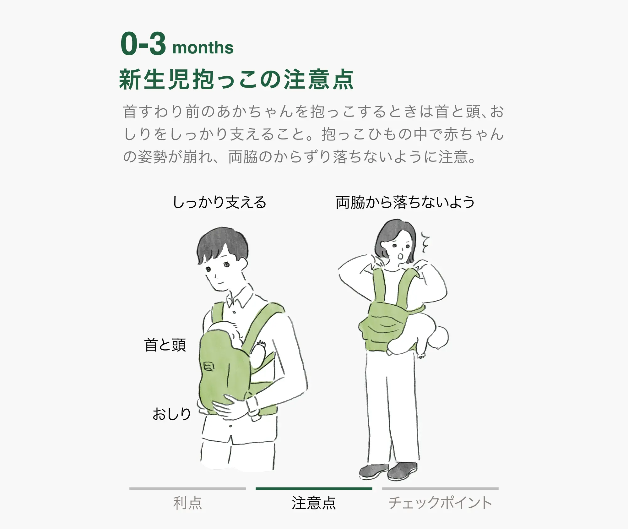 0-3 months 新生児抱っこ 注意点